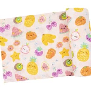 Angel Dear Organic Cotton Muslin Swaddle Blanket Tropical Market Fruit 47”x47”